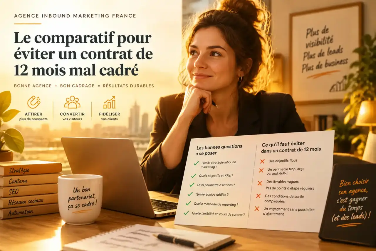 Agence inbound marketing France : le comparatif pour éviter un contrat de 12 mois mal cadré