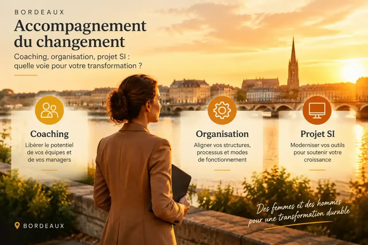 Accompagnement du changement à Bordeaux : choisir entre coaching, organisation et projet SI