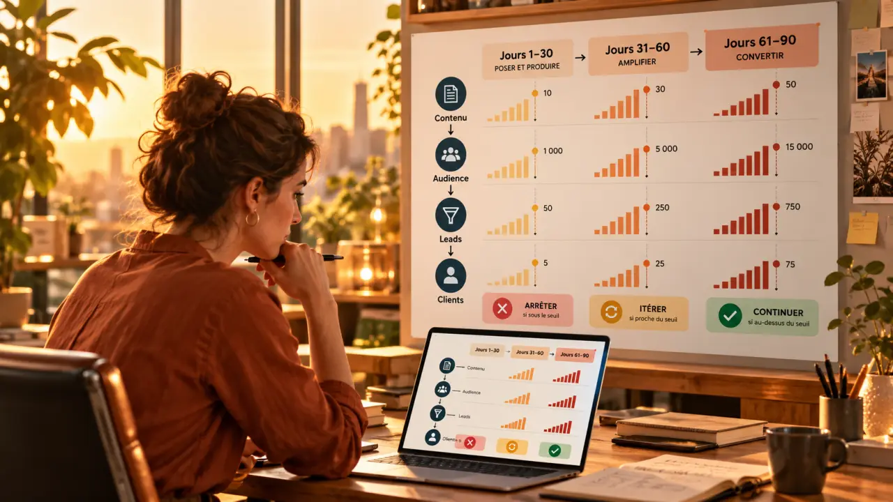 Stratégie d'acquisition organique startup : 1 canal, 90 jours, des seuils pour décider